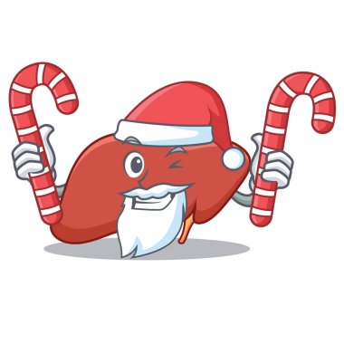 Santa şeker karaciğer maskot karikatür tarzı ile