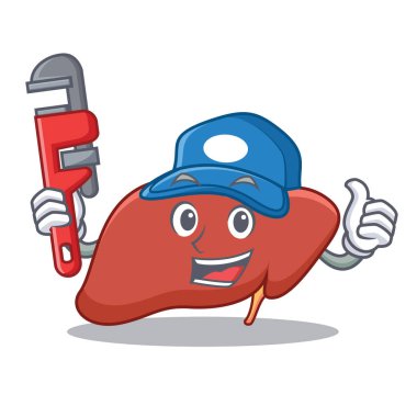 Tesisatçı karaciğer maskot karikatür tarzı