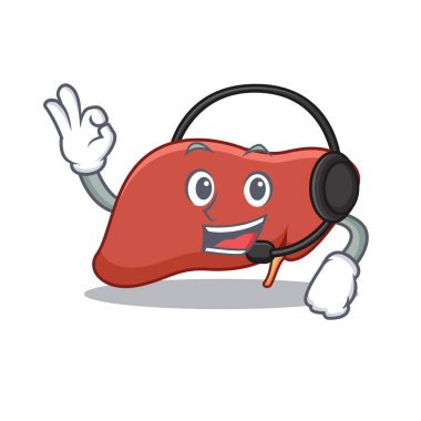 Kulaklık karaciğer maskot karikatür tarzı ile