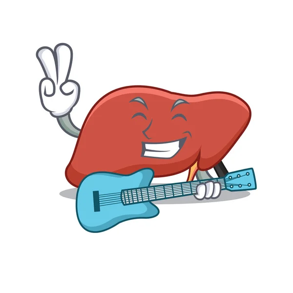 Con chitarra fegato personaggio stile cartone animato — Vettoriale Stock