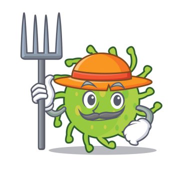 Çiftçi yeşil bakteri karakter karikatür