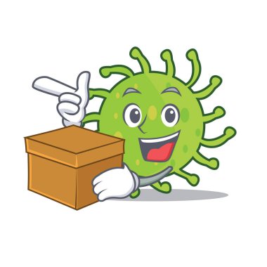 Kutusu ile yeşil bakteri karikatür karakter