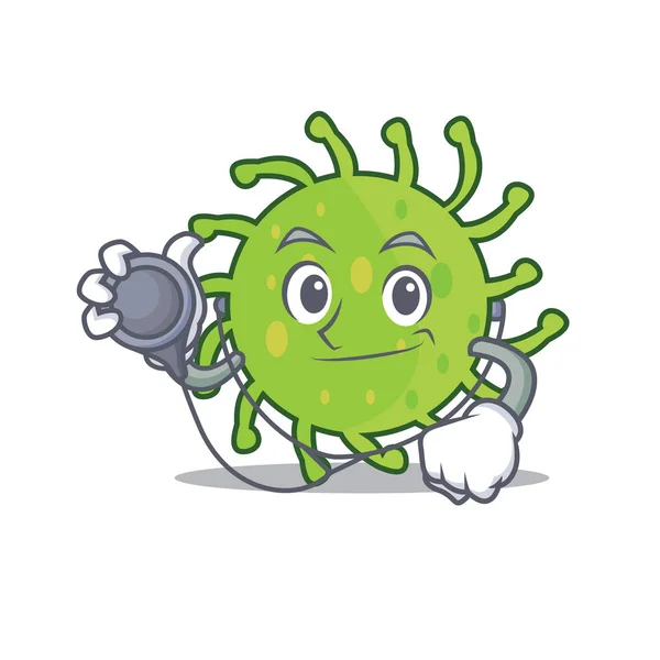 Doctor green bacteria character cartoon — Stock Vector