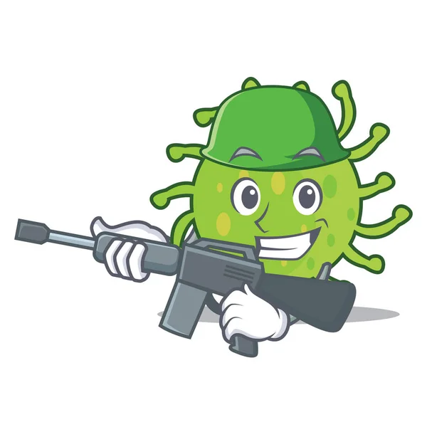Ejército verde bacterias personaje de dibujos animados — Vector de stock
