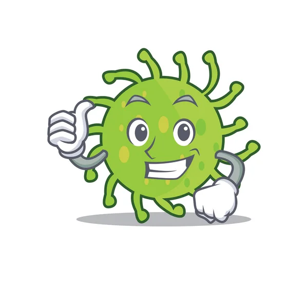 Palec nahoru zelené bakterie znakové karikatury — Stockový vektor