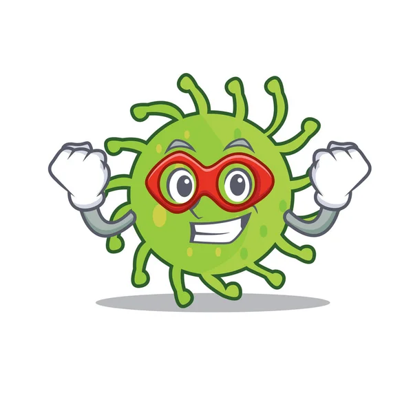 Superheld grüne Bakterien Charakter Cartoon — Stockvektor