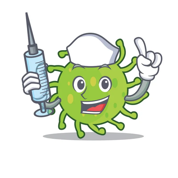 护士绿色细菌卡通人物 — 图库矢量图片