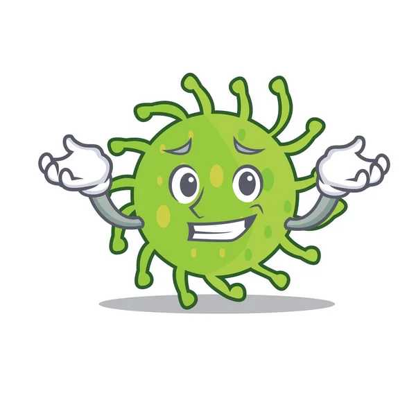 Grijnzende groene bacteriën karakter cartoon — Stockvector