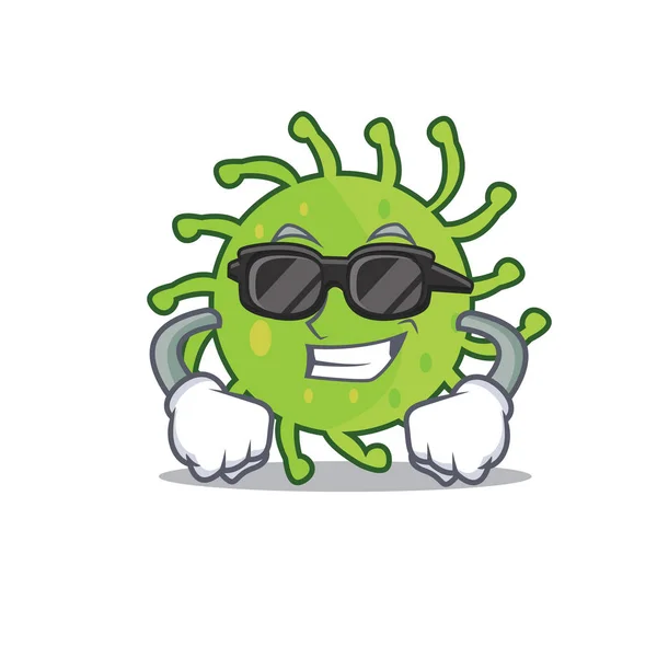 Super cool bacterias verdes personaje de dibujos animados — Archivo Imágenes Vectoriales