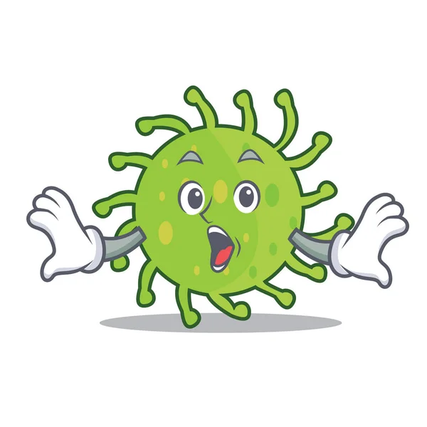 Kreslený maskot překvapen zelené bakterie — Stockový vektor