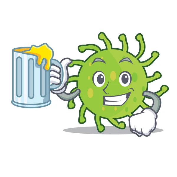 With juice green bacteria mascot cartoon — Stock Vector
