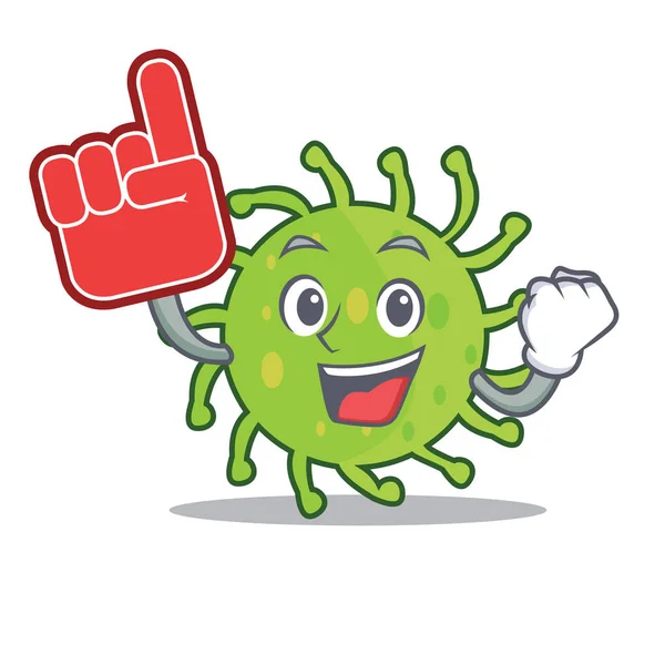 Espuma dedo verde bactérias mascote desenhos animados — Vetor de Stock