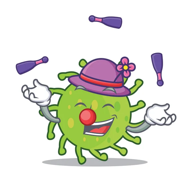 Jonglering grön bakterier maskot tecknad — Stock vektor