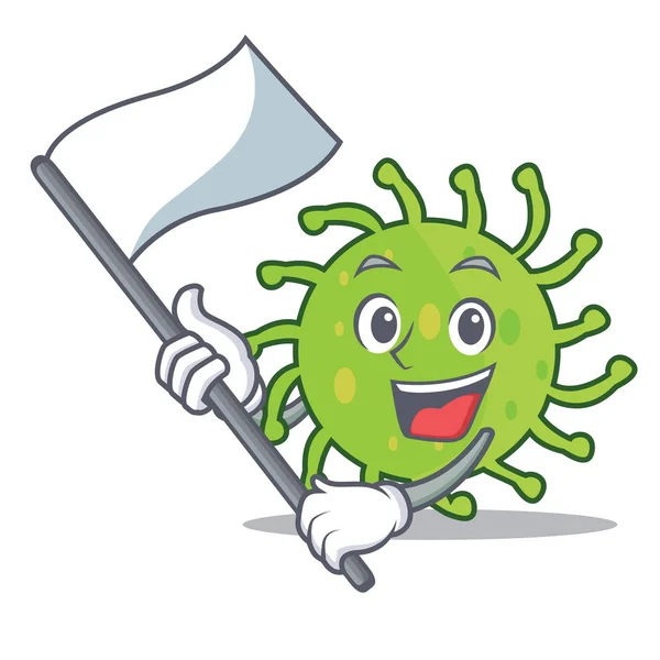 Z kreskówka maskotka bakterie zielone flagi — Wektor stockowy
