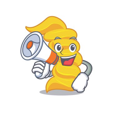 Megafon düdük makarna karakter karikatür ile