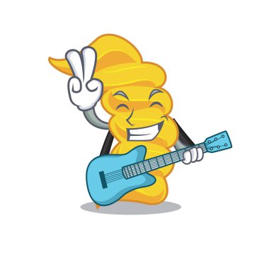 Gitar düdük makarna maskot karikatür ile