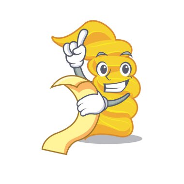 Menü düdük makarna maskot karikatür ile