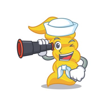 Denizci dürbün düdük makarna maskot karikatür ile