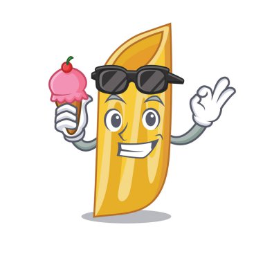 Dondurma penne makarna karakter karikatür ile