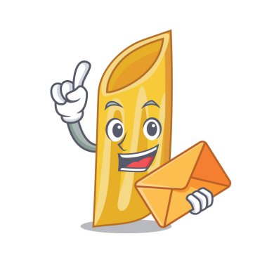Zarf penne makarna karakter karikatür ile