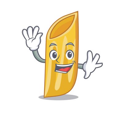 Penne makarna karakter karikatür sallayarak