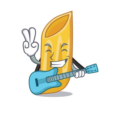 Gitar penne makarna karakter karikatür ile