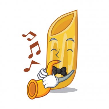 Trompet penne makarna karakter karikatür ile