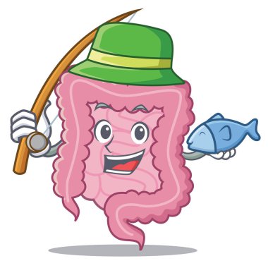 Fishing intestine mascot cartoon style clipart