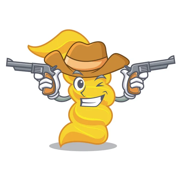 Cowboy Fusilli Pasta Charakter Cartoon — Stockvektor
