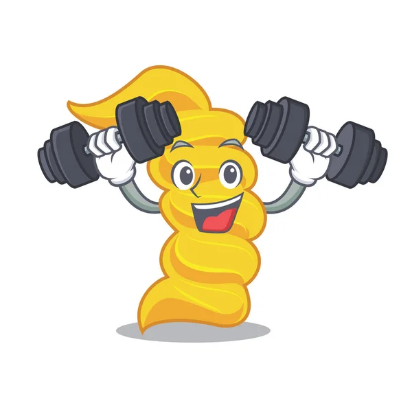 Fitness fusilli pâtes personnage dessin animé — Image vectorielle