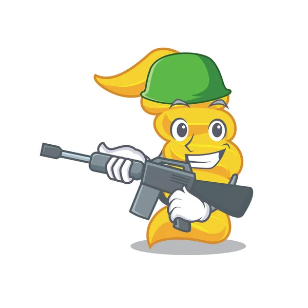 Hadsereg Fusili tészta karakter cartoon — Stock Vector