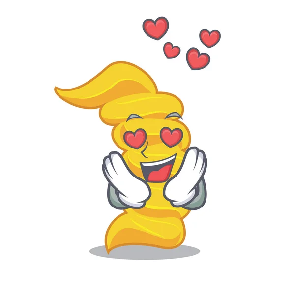 Dans l'amour fusilli pâtes mascotte dessin animé — Image vectorielle