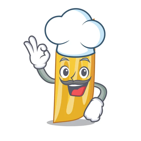 Chef-kok penne pasta karakter cartoon — Stockvector