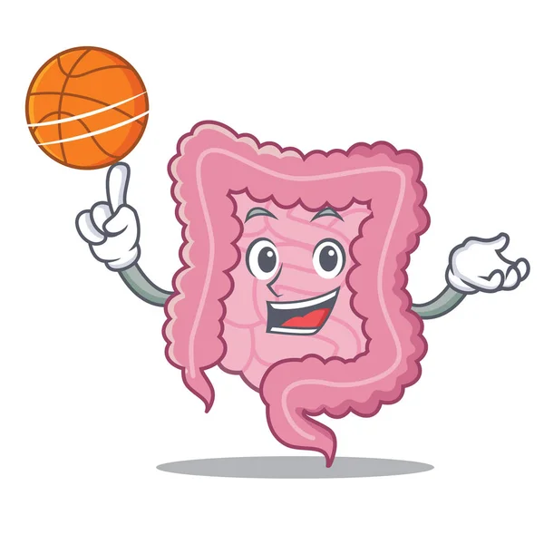Com estilo de desenho animado de personagem de intestino de basquete —  Vetores de Stock