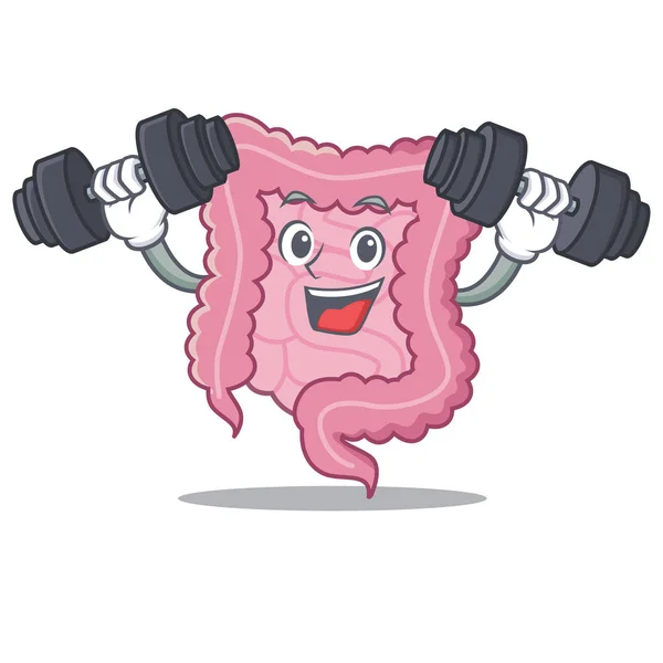 Fitness intestino personagem desenho animado estilo — Vetor de Stock