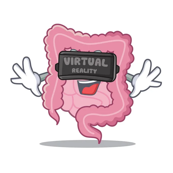 Com realidade virtual intestino mascote estilo cartoon —  Vetores de Stock