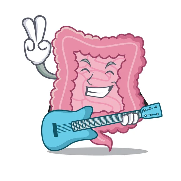 With guitar intestine mascot cartoon style — Stock Vector