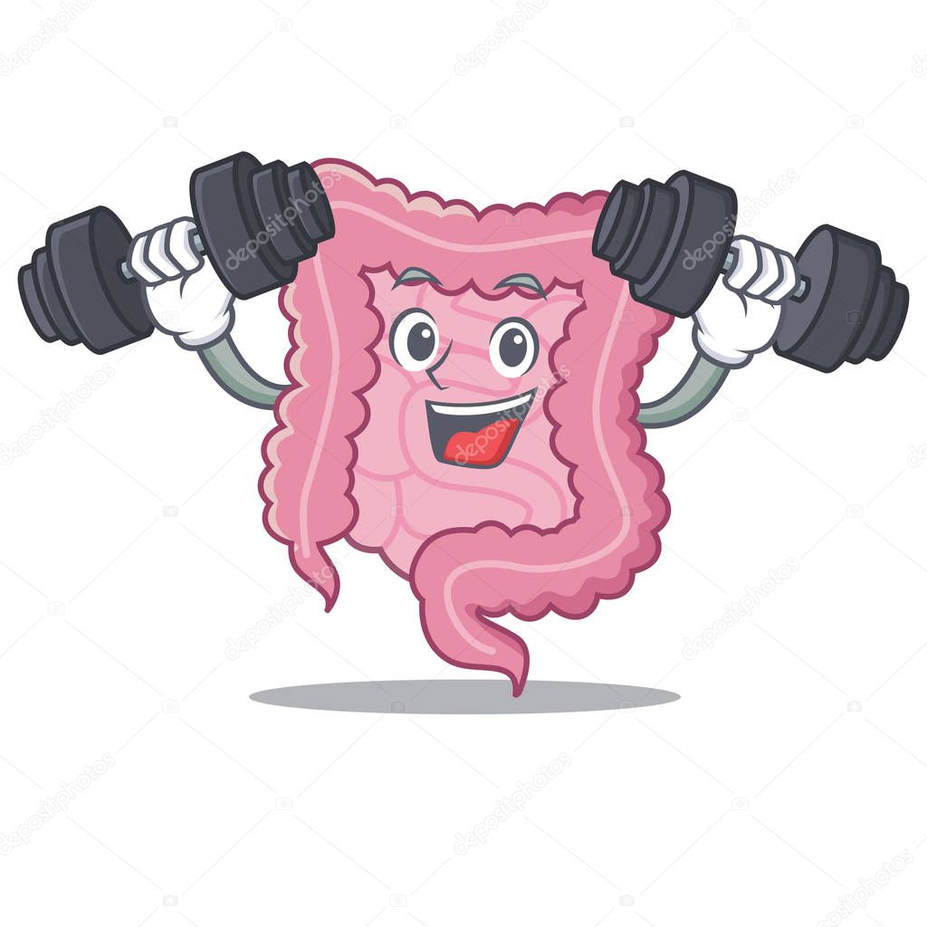 Fitness intestine character cartoon style