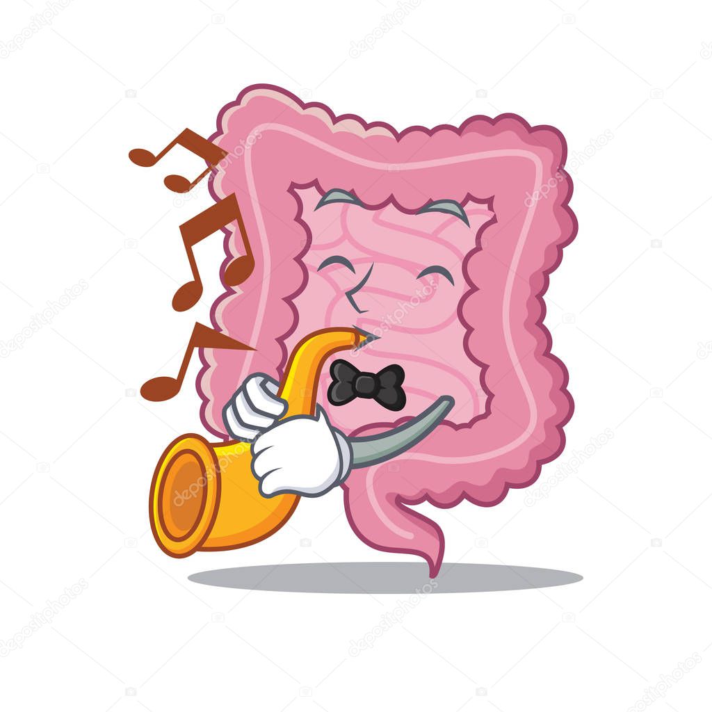 With trumpet intestine mascot cartoon style
