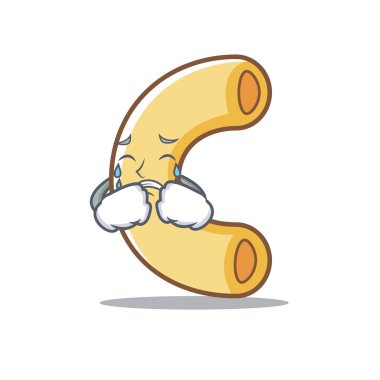 Makarna maskot karikatür tarzı ağlıyor