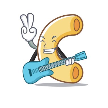 Gitar makarna maskot karikatür tarzı ile