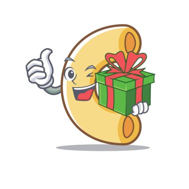 Hediye makarna maskot karikatür tarzı ile