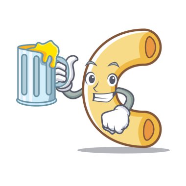 Suyu makarna maskot karikatür tarzı ile