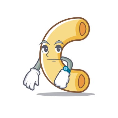 Makarna maskot karikatür tarzı bekliyor