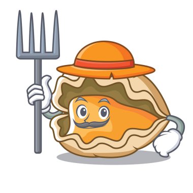 Çiftçi istiridye karakter karikatür tarzı