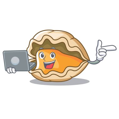 Dizüstü istiridye karakter karikatür tarzı ile