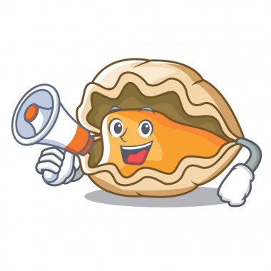 Megafon istiridye karakter karikatür tarzı ile