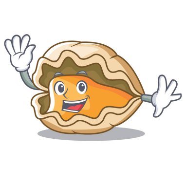 İstiridye karakter karikatür tarzı sallayarak