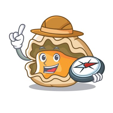Explorer istiridye maskot karikatür tarzı