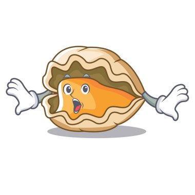 Sürpriz istiridye maskot karikatür tarzı